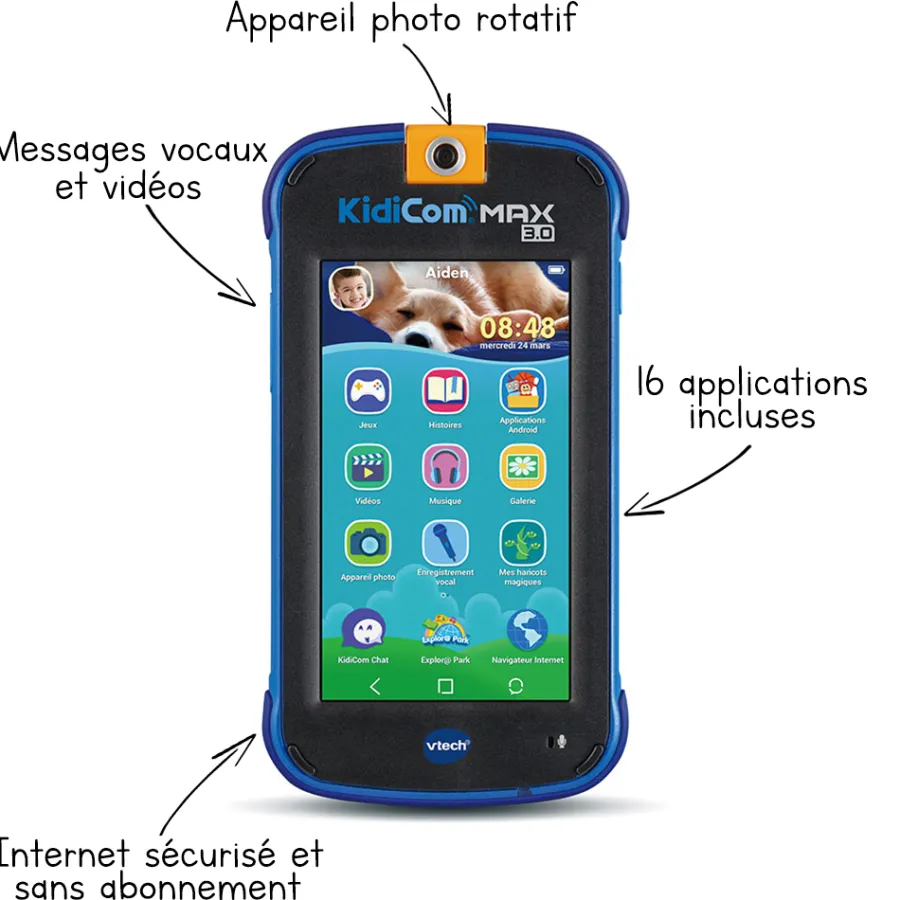 Kidicom Max 3.0 Bleu - Portable Securise Enfant- Portable Enfant