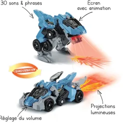 Switch & Go Dinos Lazor, Le Super Velociraptor - Fire - Véhicules Interactifs- Voitures Dinos