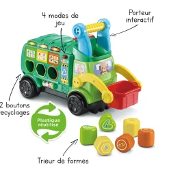VTech Maxi Camion Poubelle Recyclo'Formes- Porteurs, Trotteurs