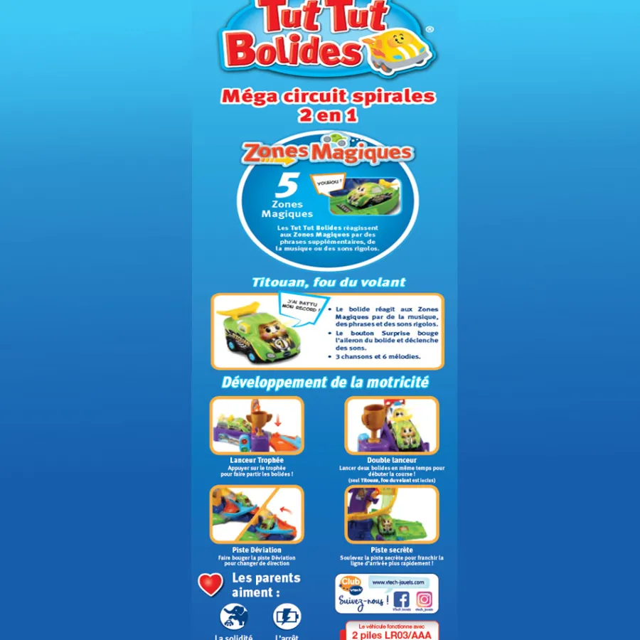 Tut Tut Bolides Mega Circuit Spirales 2 En 1 + Titouan, Fou Du Volant- Voitures Jouets Garages Et Circuits