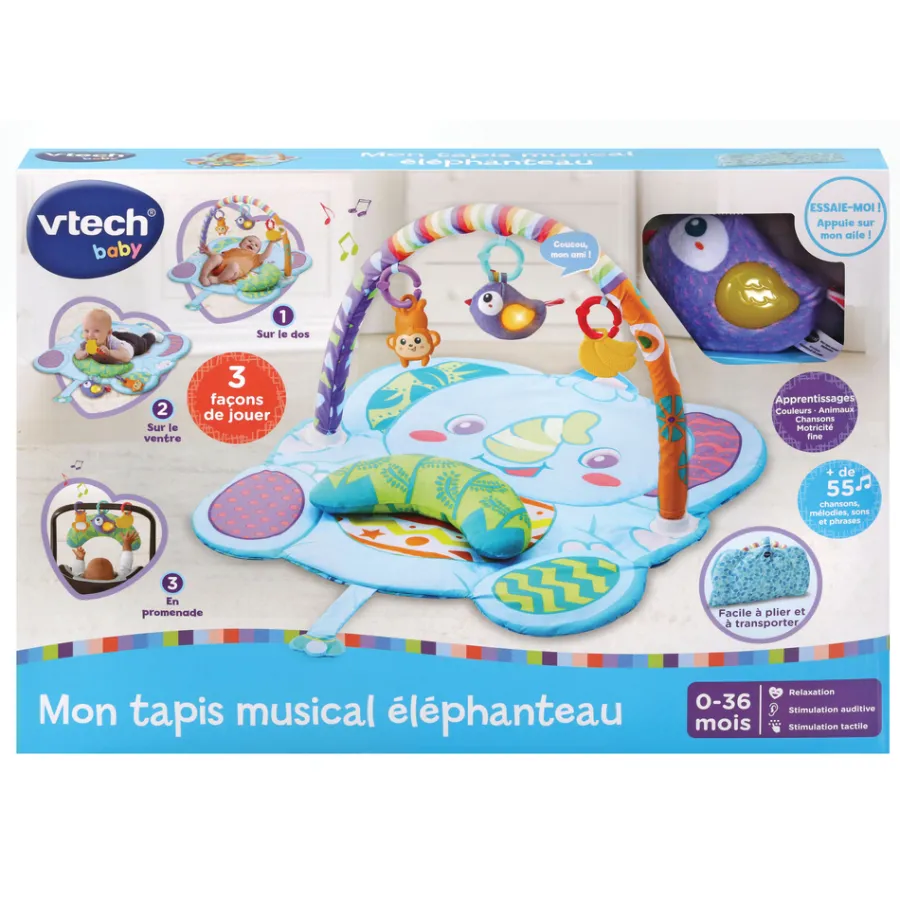 VTech Baby Mon Tapis Musical Elephanteau - Baby Loulous- Tapis D'éveil Et Arches