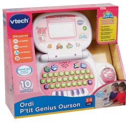 VTech Ordinateur Enfant P'Tit Genius Ourson Rose- Ordinateurs, Tablettes Et Consoles