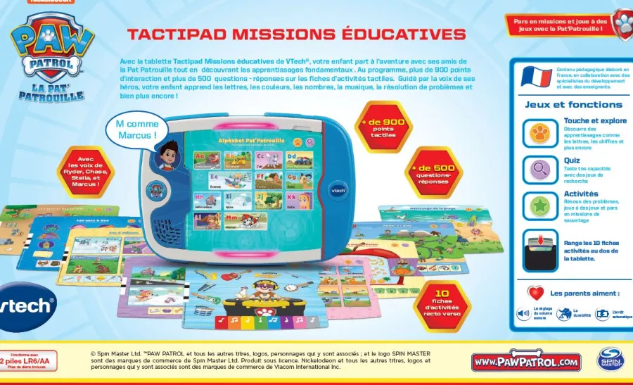 VTech Pat Patrouille - Tactipad Missions Educatives- Pat'Patrouille, Peppa Pig, Bluey