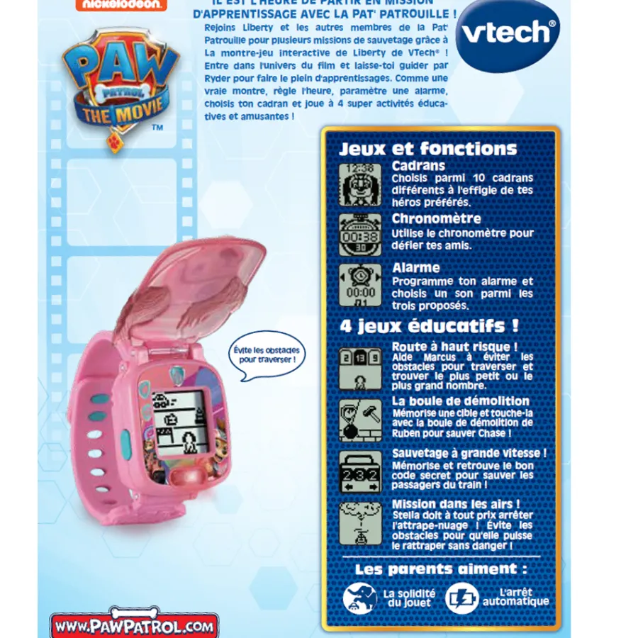 VTech Pat' Patrouille Le Film - La Montre-Jeu Interactive De Liberty- Montres Pour Enfants