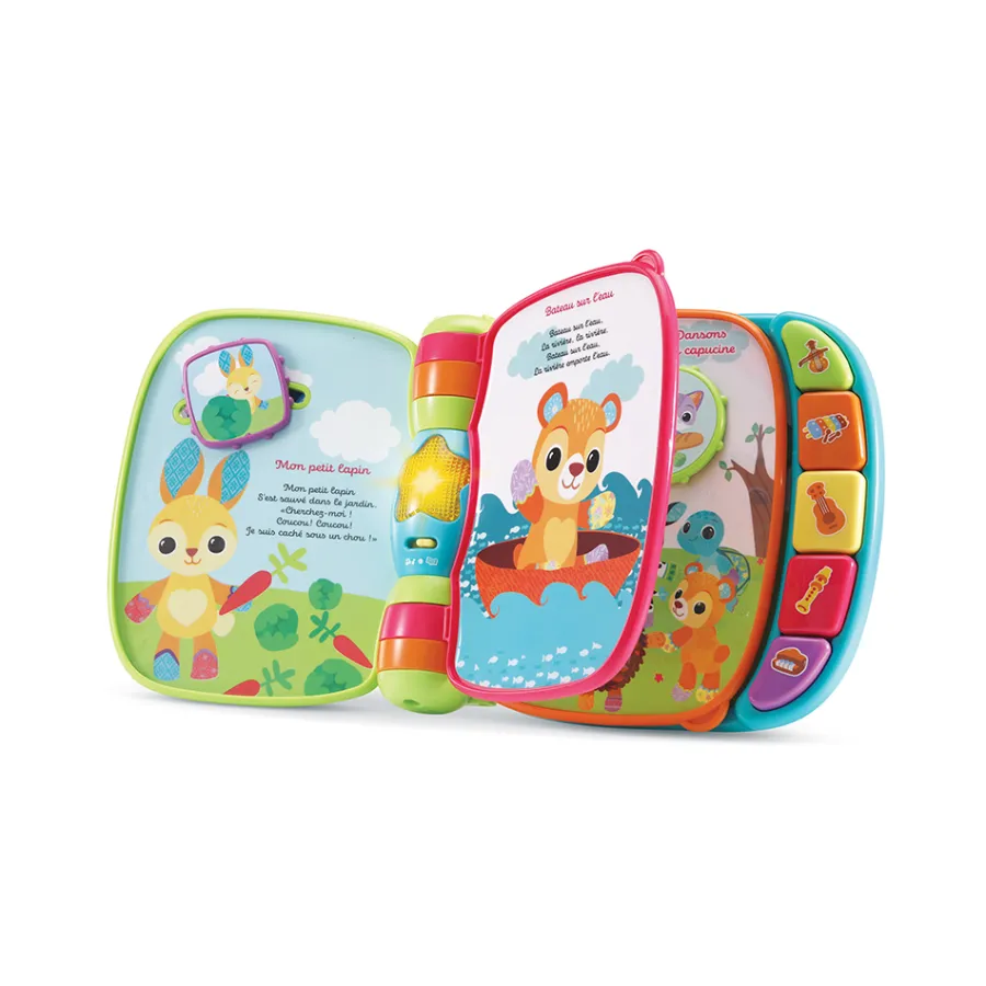 VTech Baby Super Livre Enchante Des Baby Loulous Bleu - Livre Interactif- Livres Pour Bébé