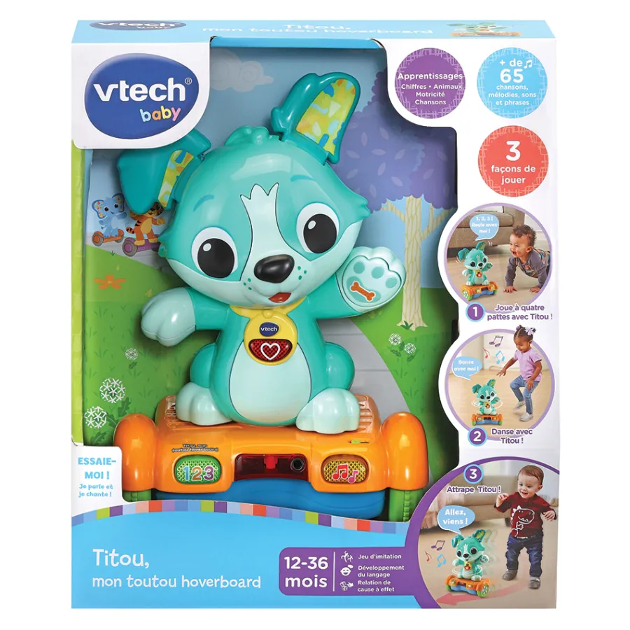 VTech Baby Titou, Mon Toutou Hoverboard - P'Tits Loulous- Animaux Interactifs